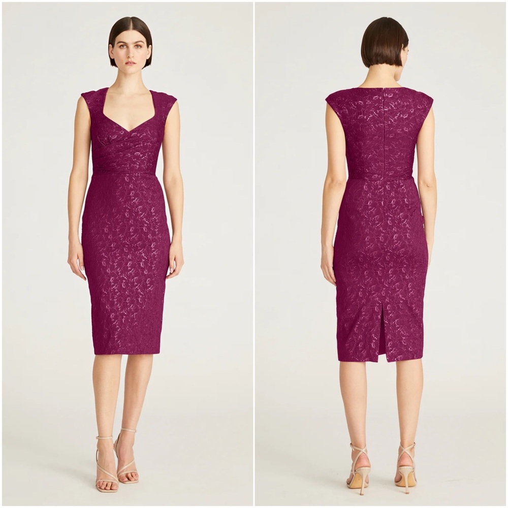 Theia Omnia Fitted Cocktail Dress in Sangria